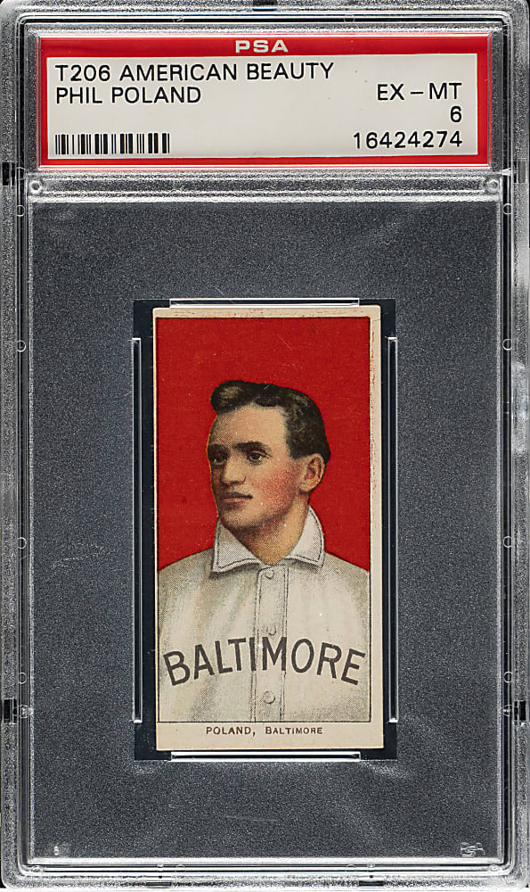 1909-1911 T206 White Border Phil Poland PSA EX-MT 6 - American Beauty 350 Back - 1 of 1 - Highest Graded!