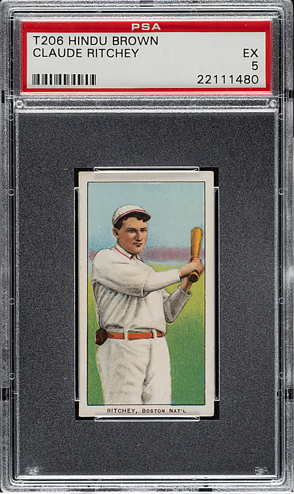 1909-1911 T206 White Border Claude Ritchey PSA EX 5 - Brown Hindu Back - 1 of 2 - Highest Graded!