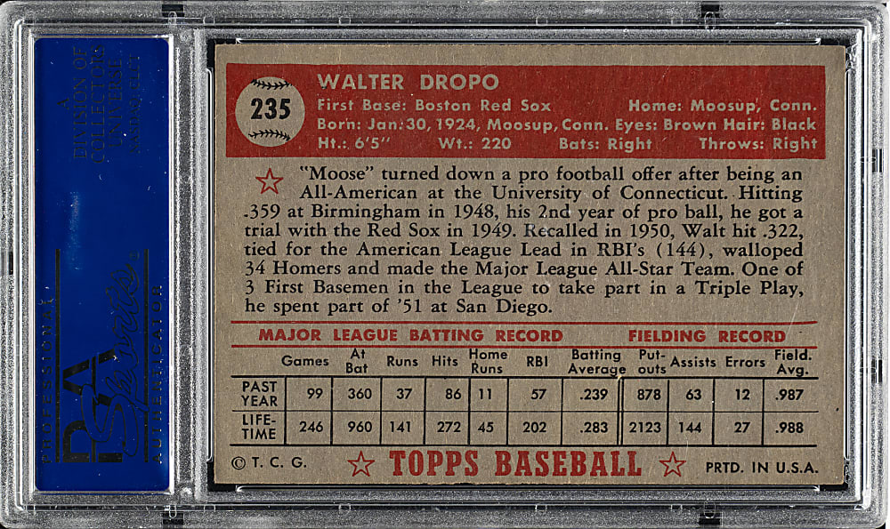 1952 Topps #235 Walt Dropo PSA NM 7