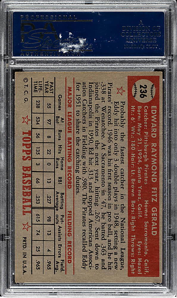 1952 Topps #236 Ed Fitzgerald PSA NM 7
