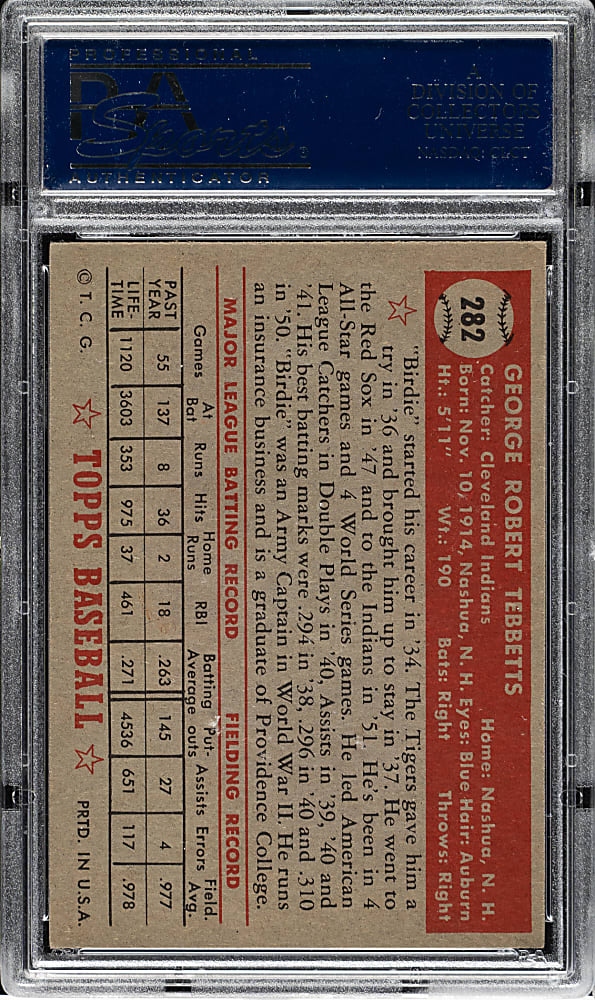 1952 Topps #282 Birdie Tebbetts PSA NM 7