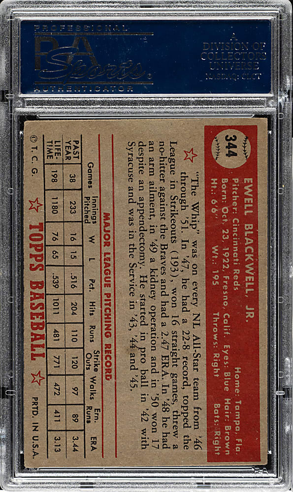 1952 Topps #344 Ewell Blackwell High Number PSA VG-EX 4