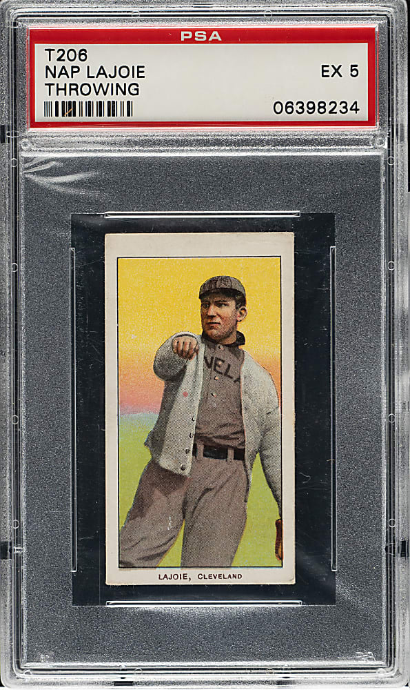1909-1911 T206 White Border Nap Lajoie Throwing PSA EX 5