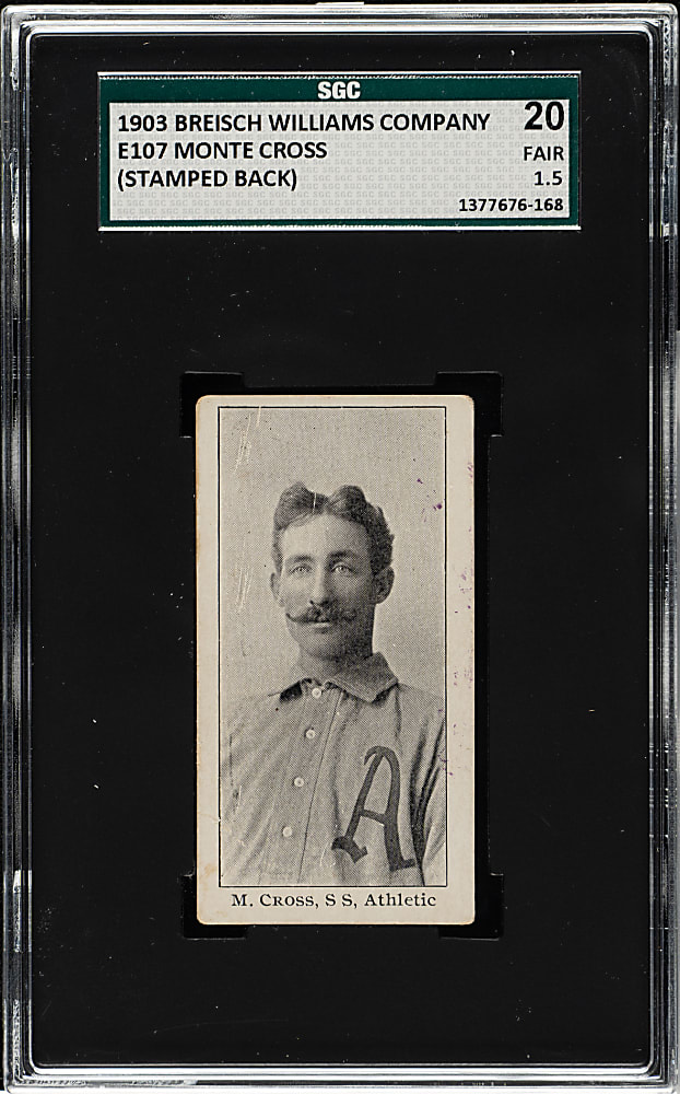 1903 E107 Breisch-Williams Monte Cross SGC FAIR 20 - Reverse Overprint Stamp!