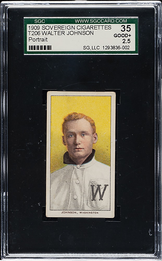 1909-1911 T206 White Border Walter Johnson Portrait SGC GOOD+ 35 - Sovereign 150 Back