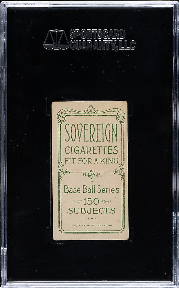 1909-1911 T206 White Border Walter Johnson Portrait SGC GOOD+ 35 - Sovereign 150 Back