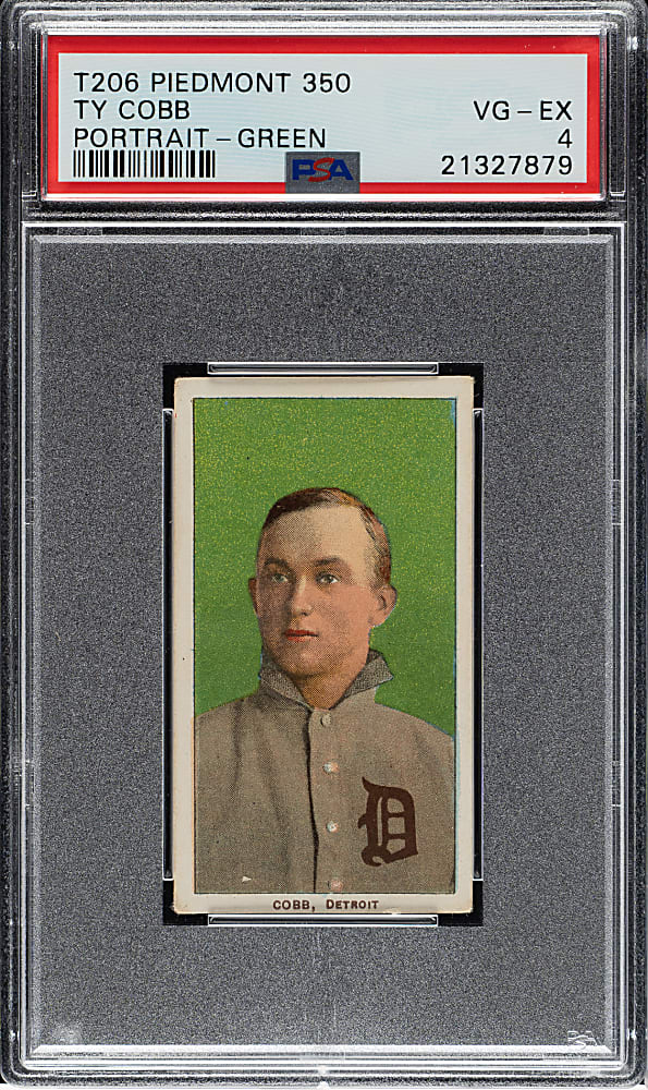 1909-1911 T206 White Border Ty Cobb Portrait Green Background PSA VG-EX 4