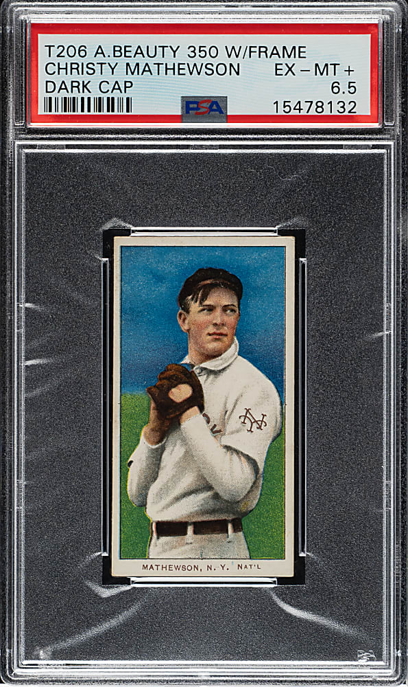 1909-1911 T206 White Border Christy Mathewson Dark Cap PSA EX-MT+ 6.5 - American Beauty 350 Back - 1 of 1 - Highest Graded!