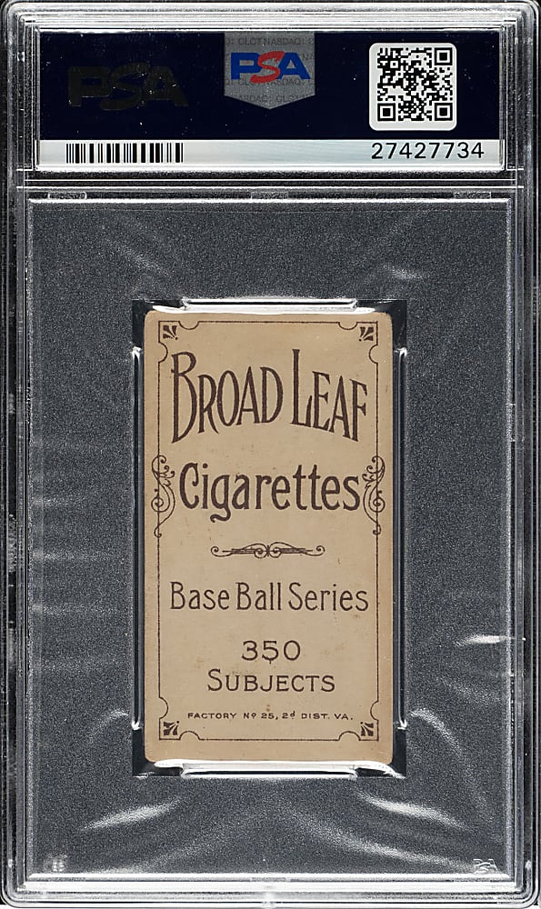1909-1911 T206 White Border Tris Speaker Rookie PSA VG+ 3.5 - Broad Leaf 350 Back