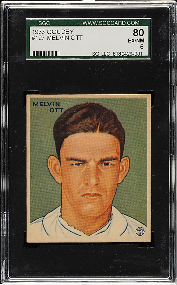 1933 R319 Goudey #127 Mel Ott SGC EX/NM 80