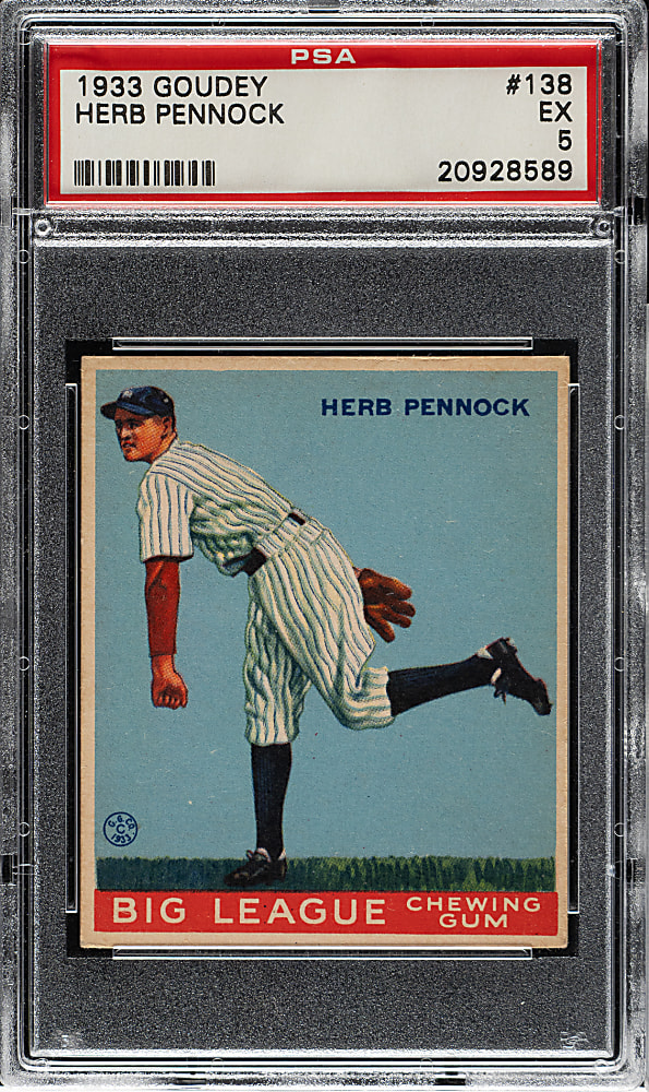 1933 R319 Goudey #138 Herb Pennock PSA EX 5