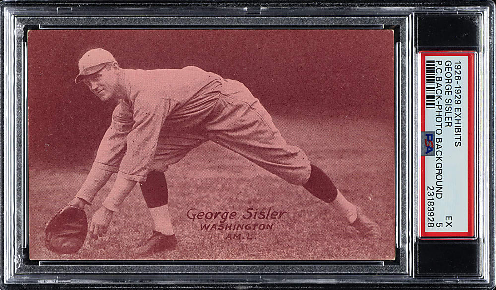 1926-1929 "Exhibit-Style Postcard-Back" George Sisler Photo Background PSA EX 5