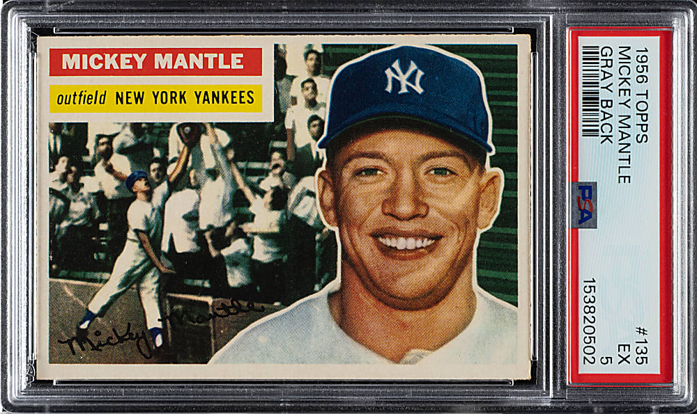 1956 Topps #135 Mickey Mantle Gray Back PSA EX 5