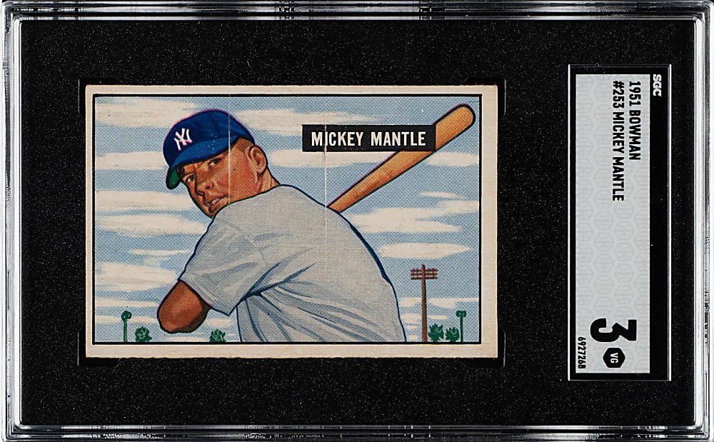 1951 Bowman #253 Mickey Mantle Rookie SGC VG 3