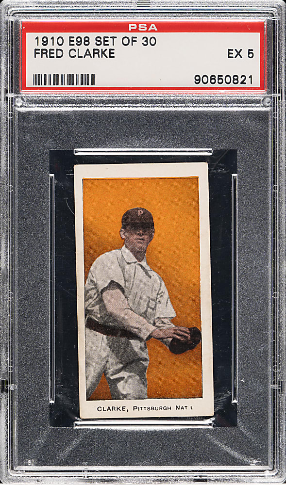 1910 E98 Anonymous "Set of 30" Fred Clarke PSA EX 5 - Orange Background