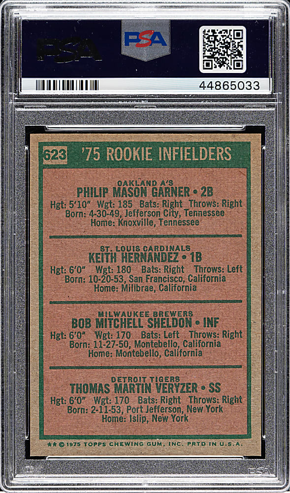 1975 Topps #623 Keith Hernandez Rookie PSA MINT 9