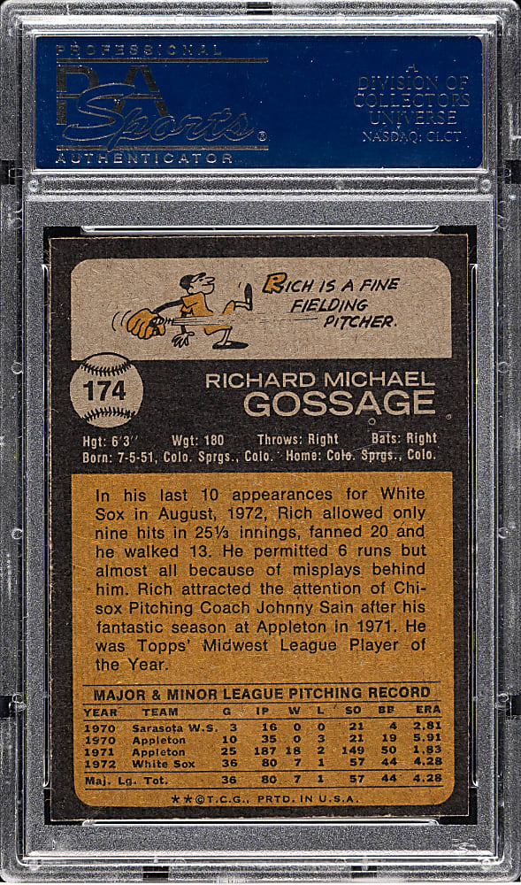 1973 Topps #174 Rich "Goose" Gossage Rookie PSA MINT 9