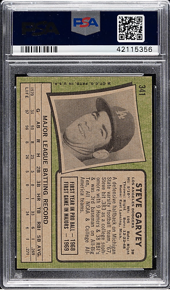 1971 Topps #341 Steve Garvey Rookie PSA NM-MT 8