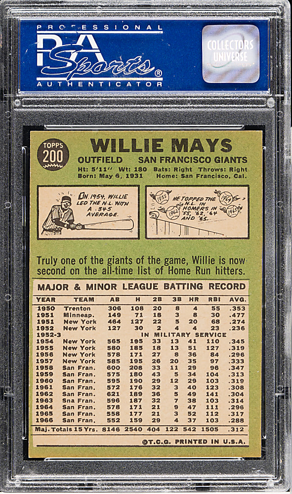 1967 Topps #200 Willie Mays PSA NM-MT 8