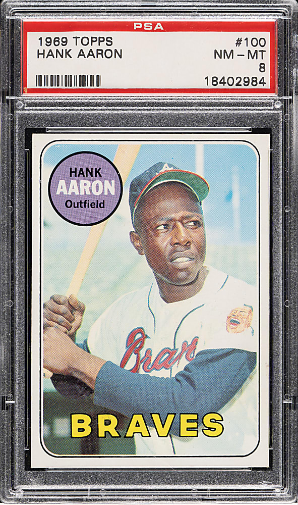 1969 Topps #100 Hank Aaron PSA NM-MT 8
