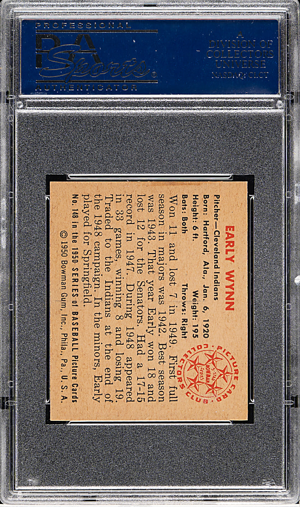 1950 Bowman #148 Early Wynn PSA NM-MT 8
