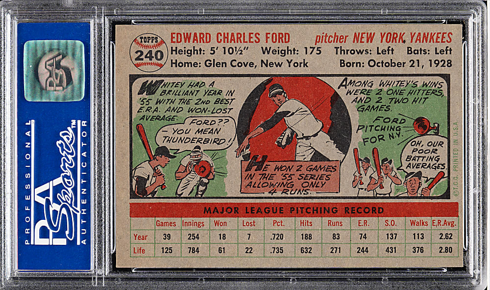 1956 Topps #240 Whitey Ford PSA NM-MT 8