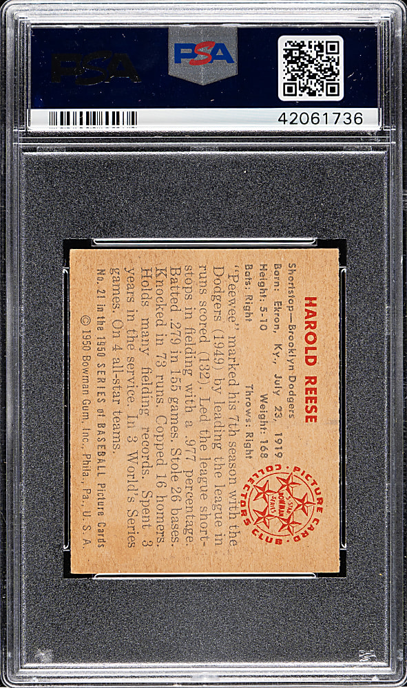1950 Bowman #21 Pee Wee Reese PSA NM-MT 8