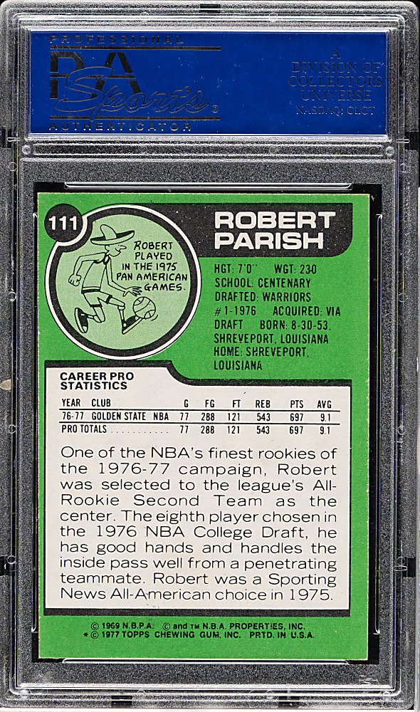1977-1978 Topps Basketball #111 Robert Parish Rookie PSA MINT 9