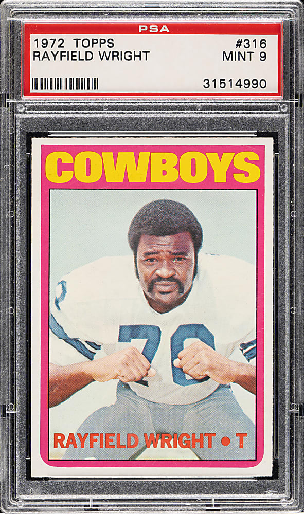 1972 Topps Football #316 Rayfield Wright Rookie PSA MINT 9