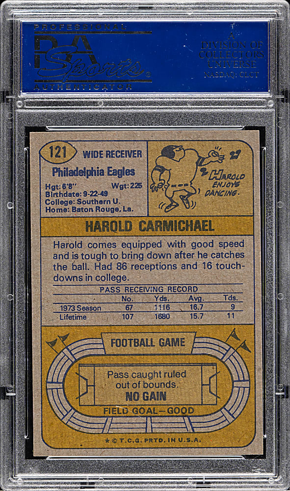 1974 Topps Football #121 Harold Carmichael Rookie PSA MINT 9