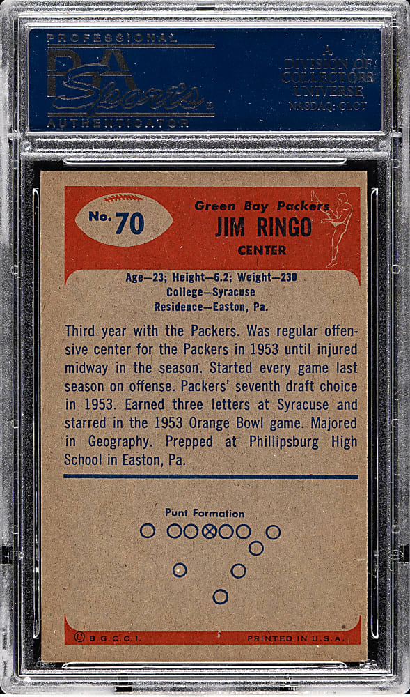 1955 Bowman Football #70 Jim Ringo Rookie PSA NM-MT 8