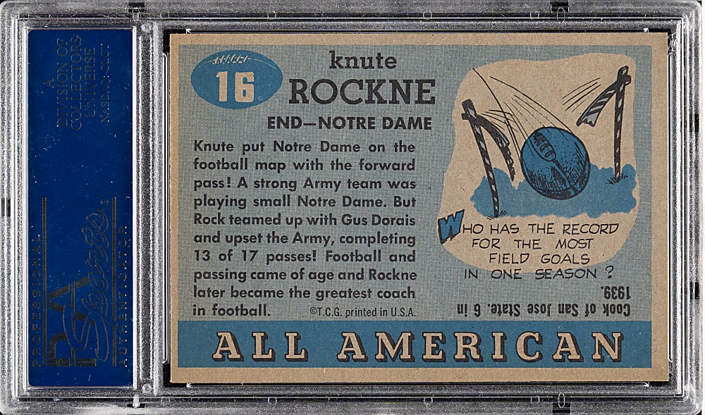 1955 Topps All-American Football #16 Knute Rockne PSA NM-MT 8