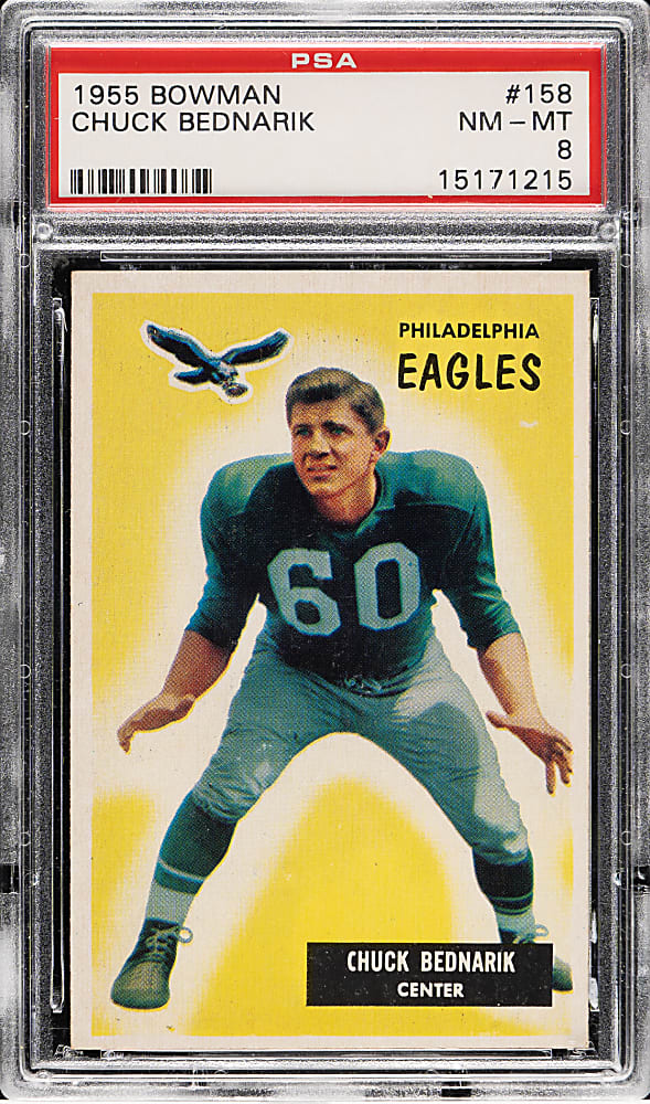 1955 Bowman Football #158 Chuck Bednarik PSA NM-MT 8 - Highest Graded!