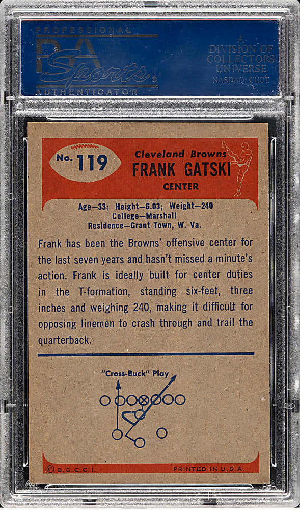 1955 Bowman Football #119 Frank Gatski Rookie PSA NM-MT 8