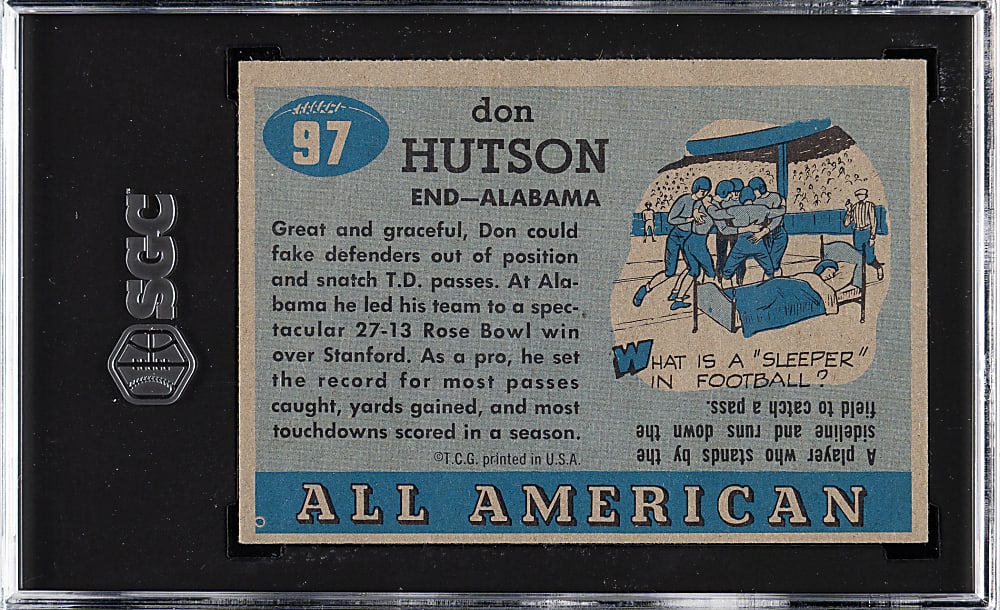 1955 Topps All-American Football #97 Don Hutson Rookie SGC NM 7