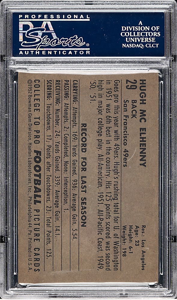 1952 Bowman Large Football #29 Hugh McElhenny Rookie PSA NM 7