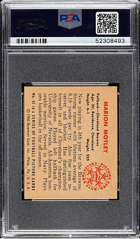 1950 Bowman Football #43 Marion Motley Rookie PSA EX-MT 6