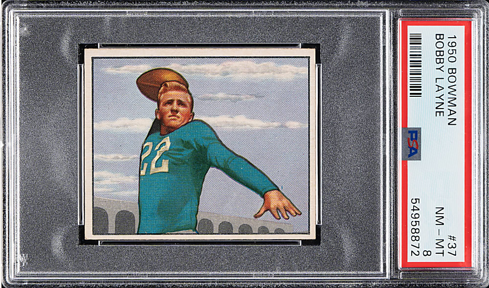 1950 Bowman Football #37 Bobby Layne PSA NM-MT 8