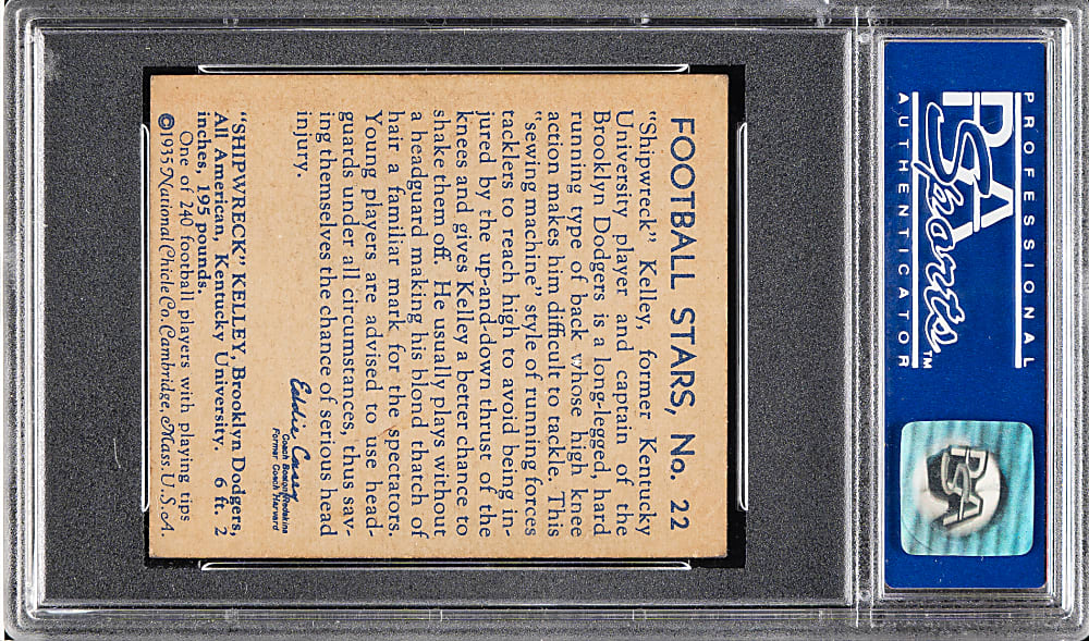 1935 R331 National Chicle Football #22 Shipwreck Kelley PSA NM 7