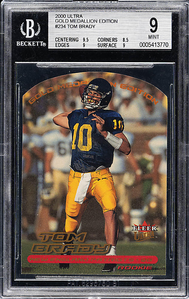 2000 Ultra Gold Medallion Football #234 Tom Brady Rookie BGS MINT 9