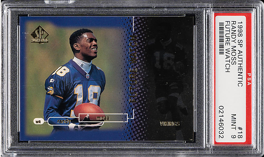 1998 Upper Deck SP Authentic Football #18 Randy Moss Rookie #273/2000 PSA MINT 9