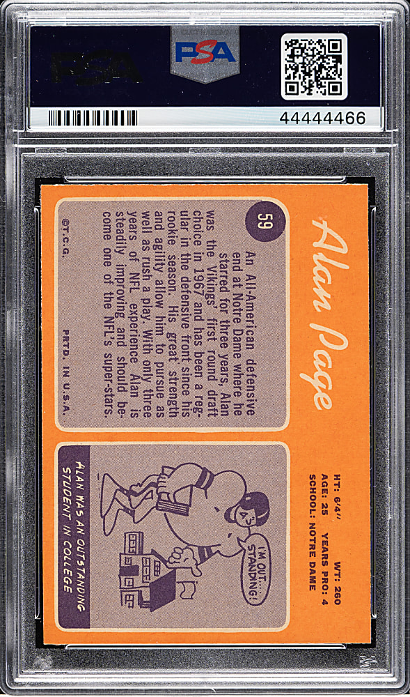 1970 Topps Football #59 Alan Page Rookie PSA MINT 9