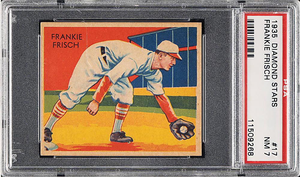 1934-1936 R327 Diamond Stars #17 Frankie Frisch (1935 Green Back) PSA NM 7