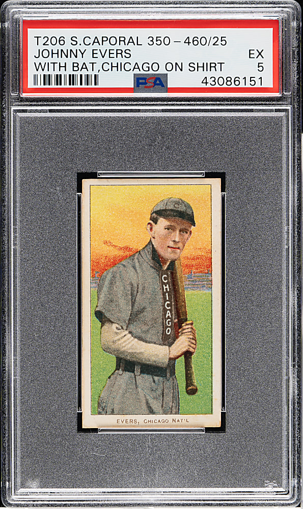 1909-1911 T206 White Border Johnny Evers with Bat, Chicago on Shirt PSA EX 5