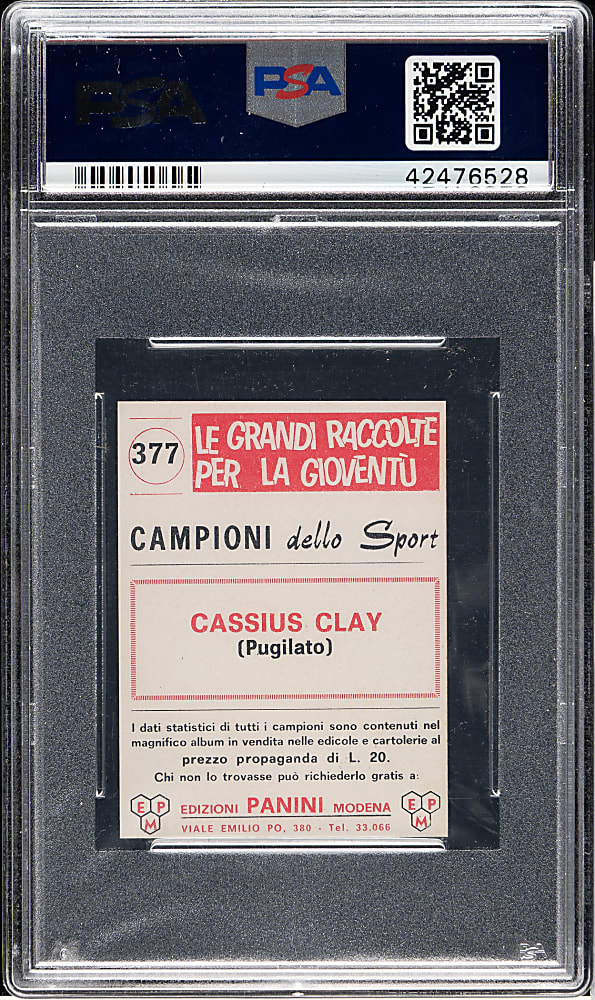 1966 Panini Campioni Dello Sport Boxing #377 Cassius Clay (Muhammad Ali) PSA NM-MT 8