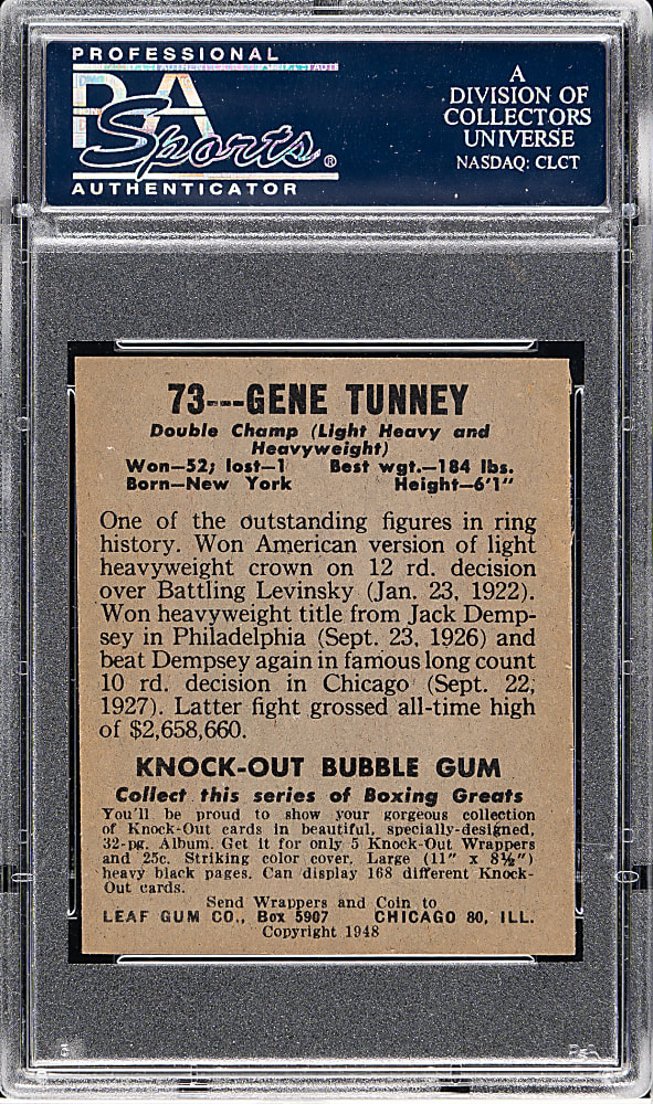 1948 Leaf Boxing #73 Gene Tunney PSA NM-MT 8