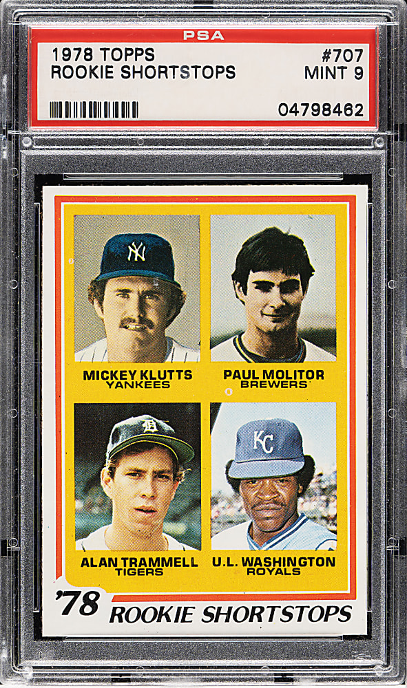 1978 Topps #707 Paul Molitor and Alan Trammell Rookie PSA MINT 9