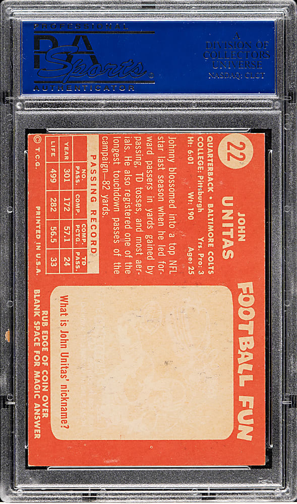 1958 Topps Football #22 John Unitas PSA NM-MT 8