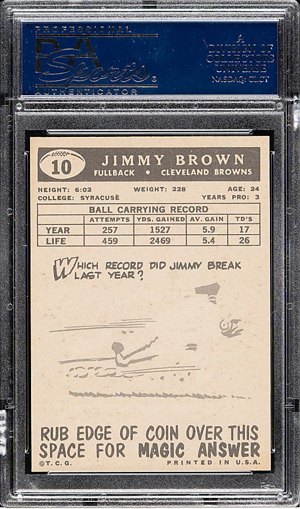 1959 Topps Football #10 Jim Brown PSA NM-MT 8