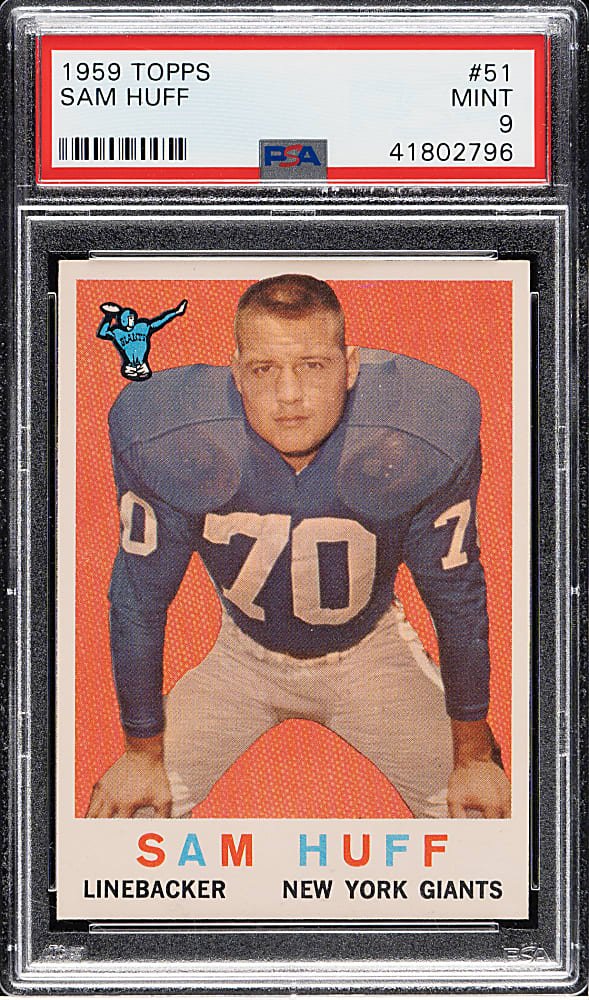 1959 Topps Football #51 Sam Huff Rookie PSA MINT 9